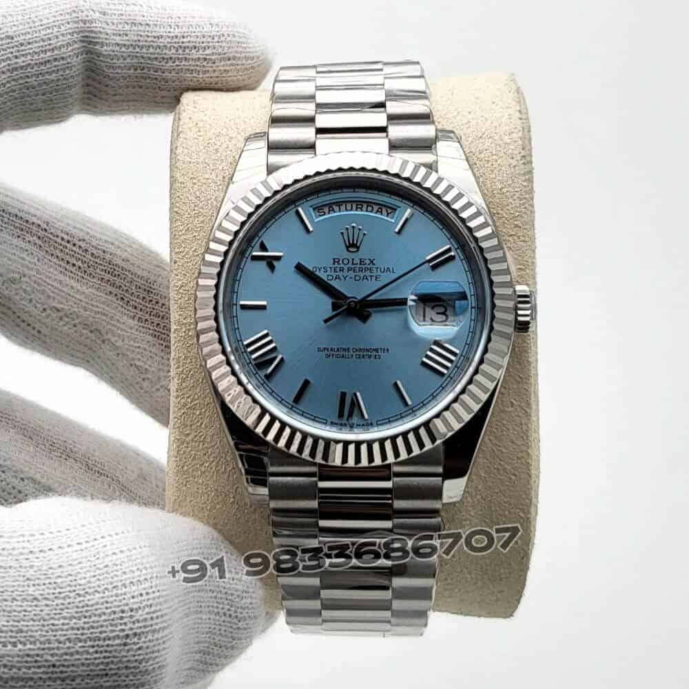Rolex Day-Date Platinum Ice Blue Dial 40mm Exact 1:1 Top Quality